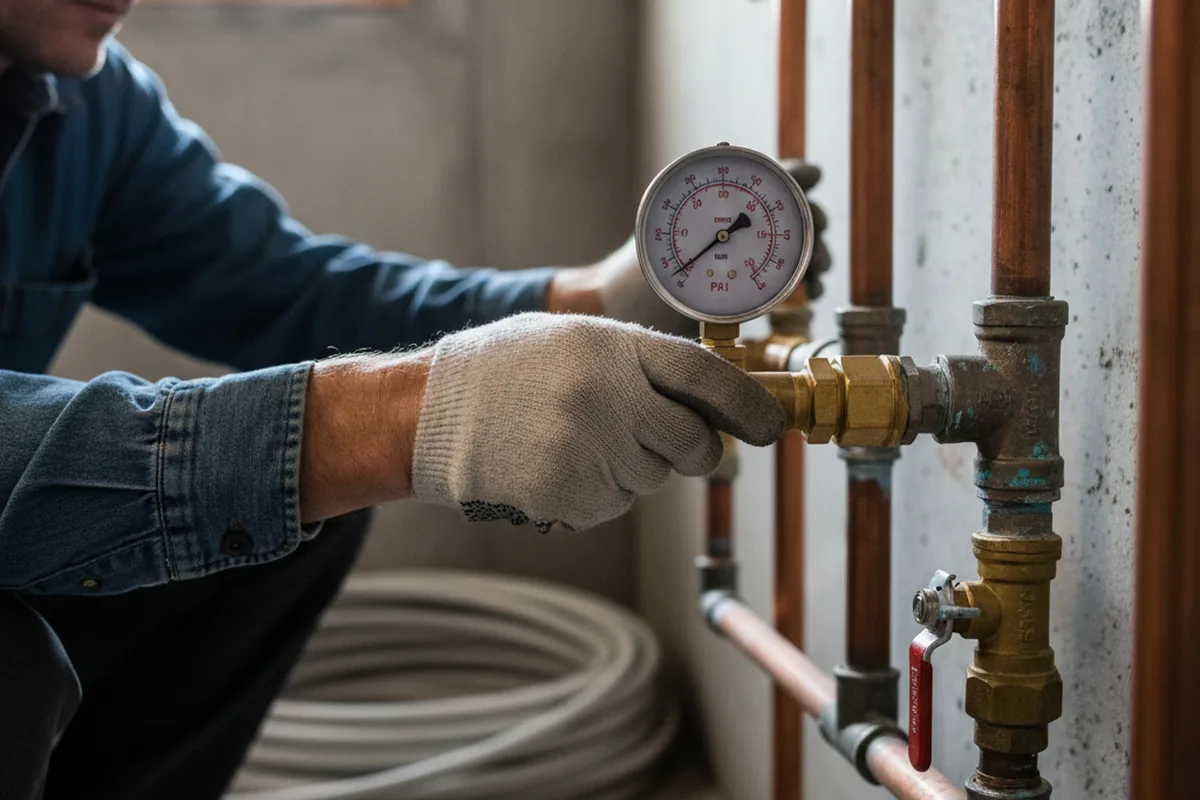 Pressure testing a repaired line during Water Line Repair in Slocomb